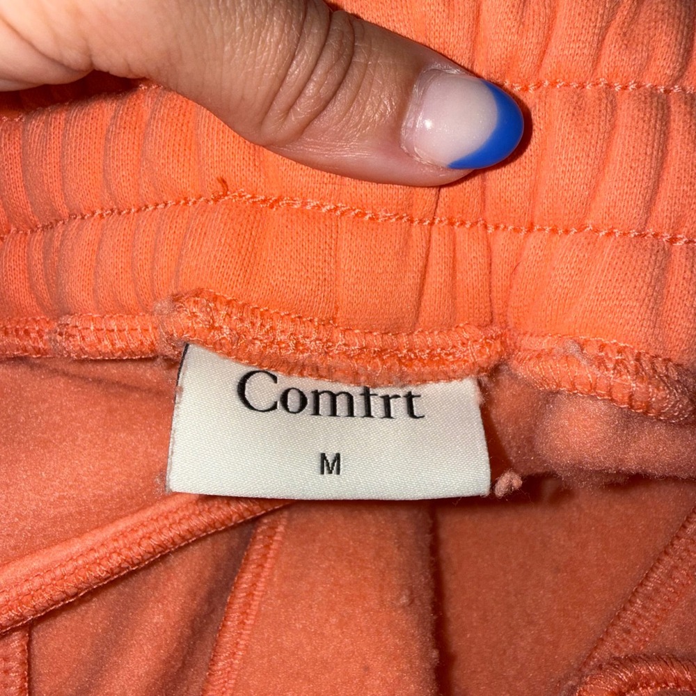 Comfrt Sweatpants Womens Medium Orange Excellent Fleece Joggers Loungewear - Picture 3 of 4
